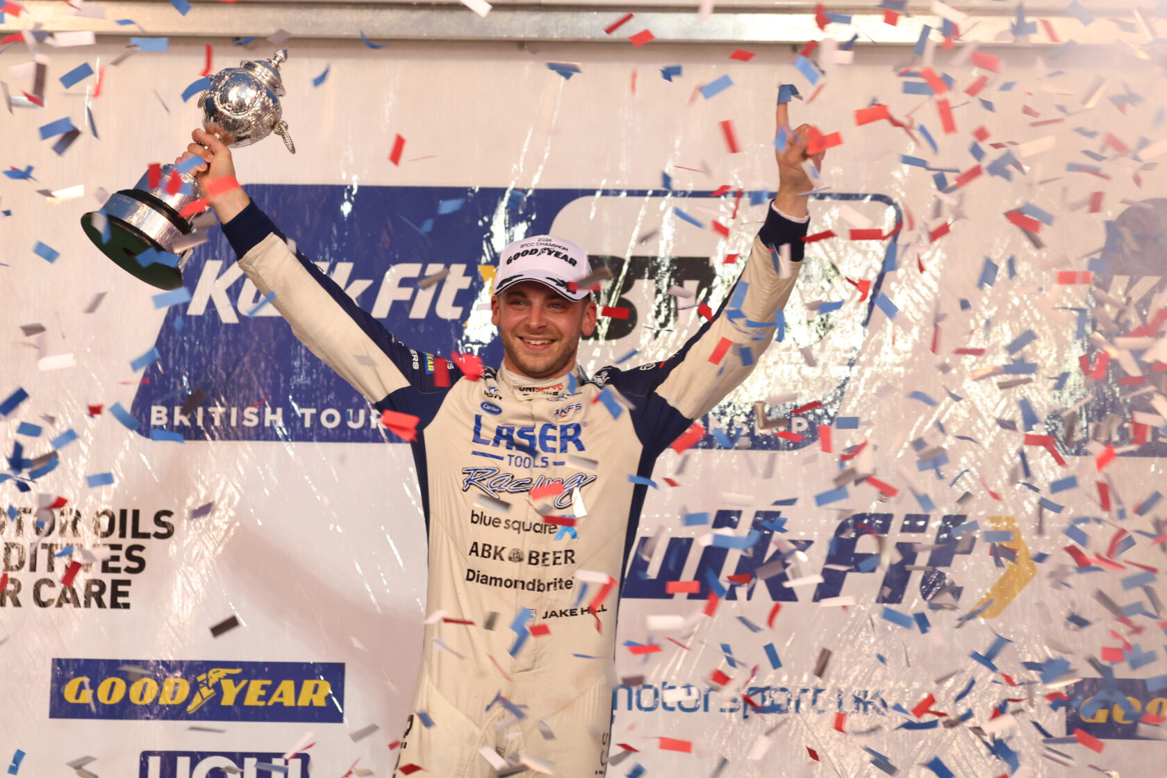 Jake Oulton with race trophies