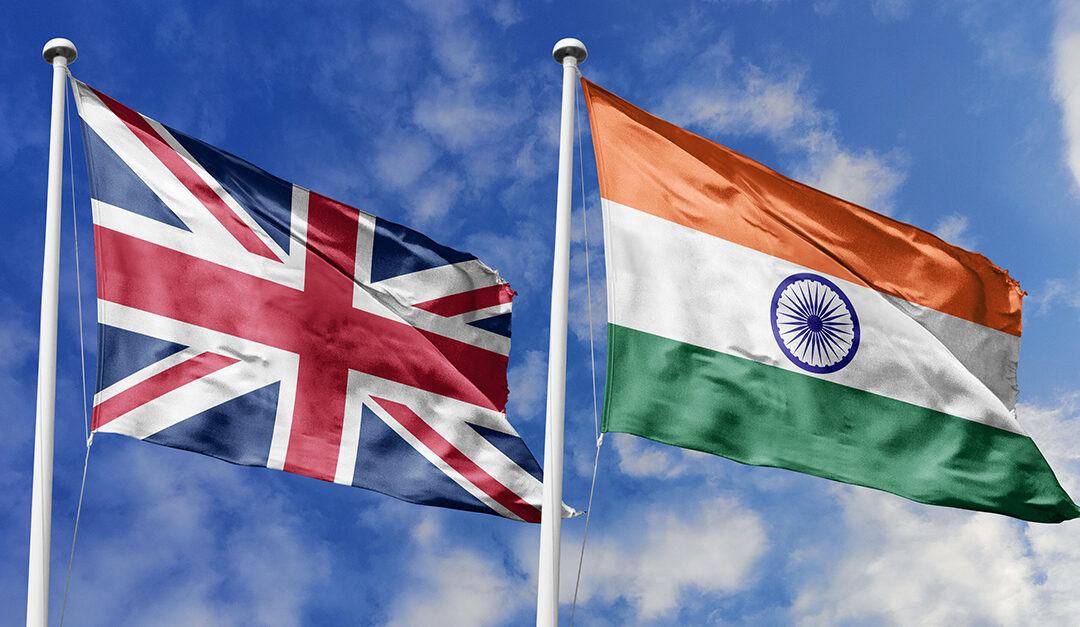 UK and India flags flying